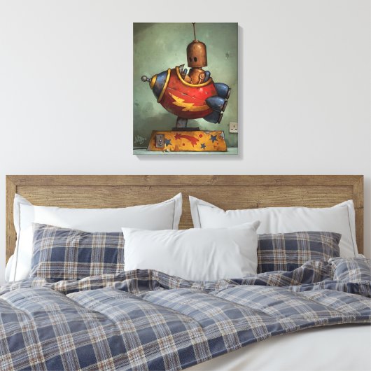 Iron robot stretched canvas Print (Insitu (Slaapkamer))