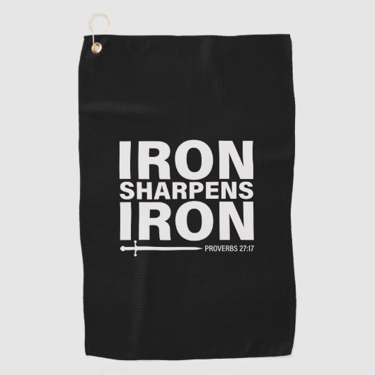 Iron Scherpt IJzer Zwart Golfhanddoek (Voorkant)