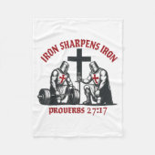 Iron Sharpens Iron Bible Scripture Christian Gym W Fleece Deken (Voorkant)