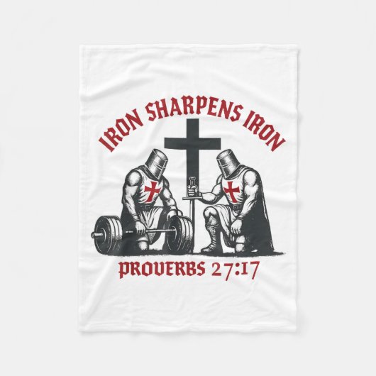 Iron Sharpens Iron Bible Scripture Christian Gym W Fleece Deken (Voorkant)