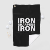 Iron Sharpens Iron Black Golfhanddoek (Insitu)