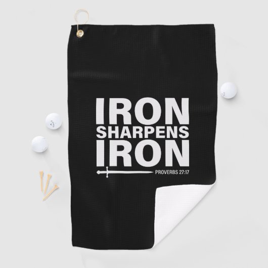 Iron Sharpens Iron Black Golfhanddoek (Insitu)