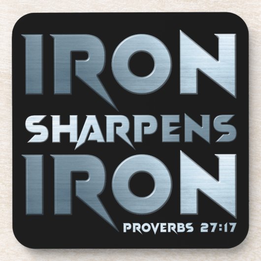 Iron Sharpens Iron - Christelijke Mannen & Vrouwen Bier Onderzetter (Voorkant)