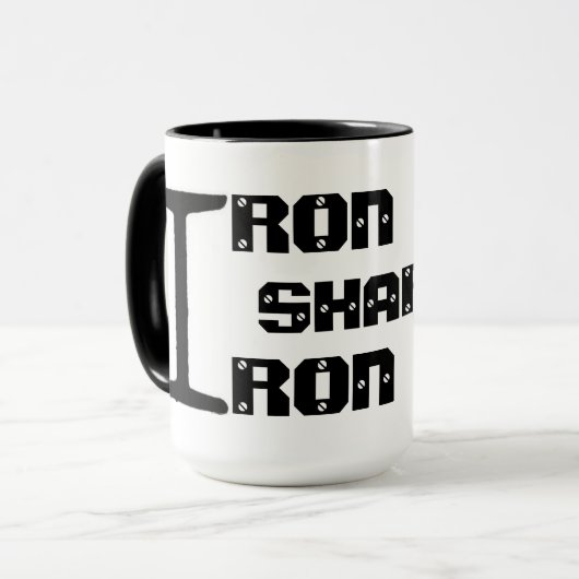 IRON SHARPENS IRON koffie mok (Voorkant links)