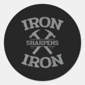 Iron Sharpens Iron Proverbs 27_17 Gym Workout Men  Ronde Sticker (Voorkant)
