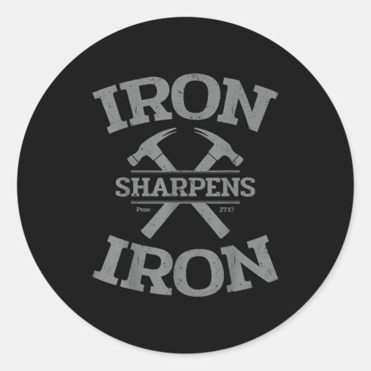 Iron Sharpens Iron Proverbs 27_17 Gym Workout Men  Ronde Sticker (Voorkant)
