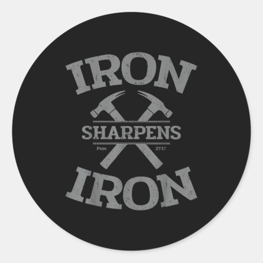 Iron Sharpens Iron Proverbs 27_17 Gym Workout Men Ronde Sticker (Voorkant)