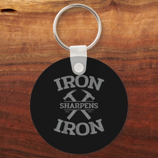 Iron Sharpens Iron Proverbs 27_17 Gym Workout Men Sleutelhanger (Voorkant)