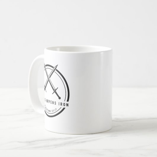 Iron Sharpens Iron Proverbs 27_17 Sword Bible Vers Koffiemok (Voorkant links)