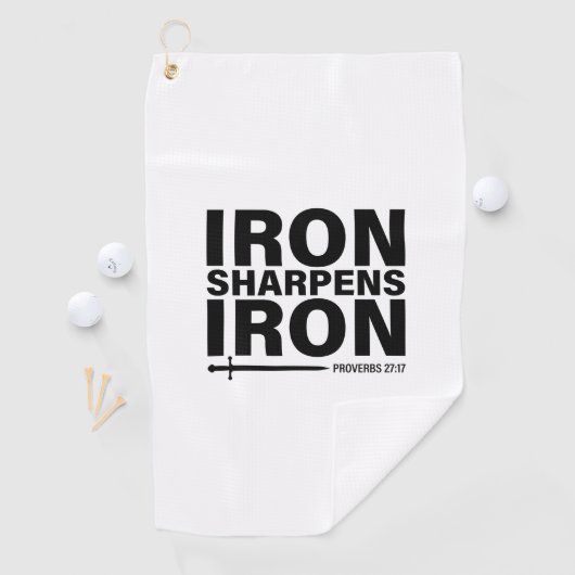 Iron Sharpens Iron White Golfhanddoek (Insitu)