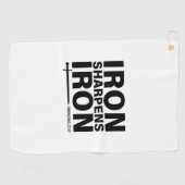 Iron Sharpens Iron White Golfhanddoek (Horizontaal)