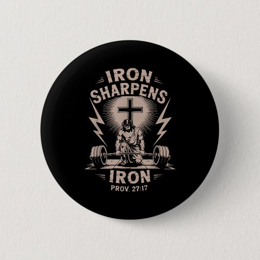 Iron Sharpens Iron Youth Christian Workout Gym Wei Ronde Button 5,7 Cm (Voorkant)