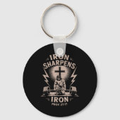 Iron Sharpens Iron Youth Christian Workout Gym Wei Sleutelhanger (Voorkant)