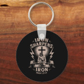 Iron Sharpens Iron Youth Christian Workout Gym Wei Sleutelhanger (Voorkant)