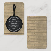 Iron Skillet Rustic Wood Restaurant Caterer Visitekaartje (Voorkant / Achterkant)