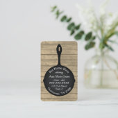 Iron Skillet Rustic Wood Restaurant Caterer Visitekaartje (Staand voorkant)