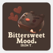 Iron T Bittersweet Mood: Dark Chocolate Cake Art Vierkante Sticker (Voorkant)