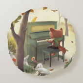 Iron T. Fox: Woodland Piano Solo Music Art Rond Kussen (Achterkant)