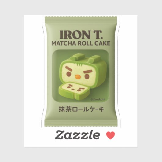 Iron T. Matcha Roll Cake: Japanese Snack Art Sticker (Vel)