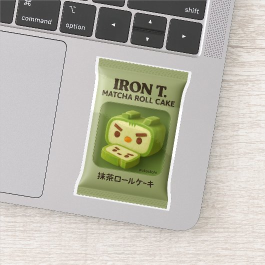 Iron T. Matcha Roll Cake: Japanse Snack Kunst Sticker (Detail)