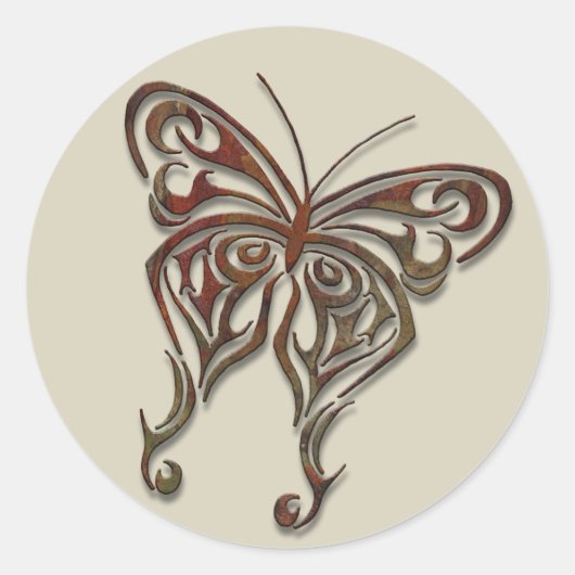 Iron Tribal Butterfly Ronde Sticker (Voorkant)