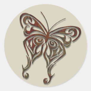 Iron Tribal Butterfly Ronde Sticker