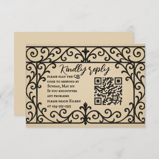Iron Vow QR Code Wedding RSVP Card (Voorkant / Achterkant)