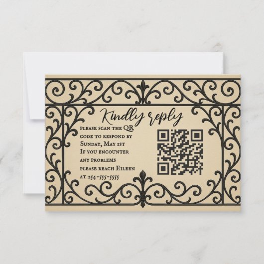 Iron Vow QR Code Wedding RSVP Card Kaartje (Voorkant)