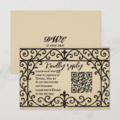 Iron Vow QR Code Wedding RSVP Card Kaartje (Voorkant / Achterkant)