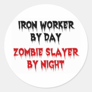 Iron Worker Zombie Ronde Sticker