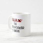 ironarbeider is hier koffie - mok (Voorkant links)