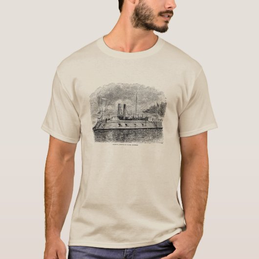 Ironclad Gunboat Engraving - Burgeroorlog van de U T-shirt (Voorkant)