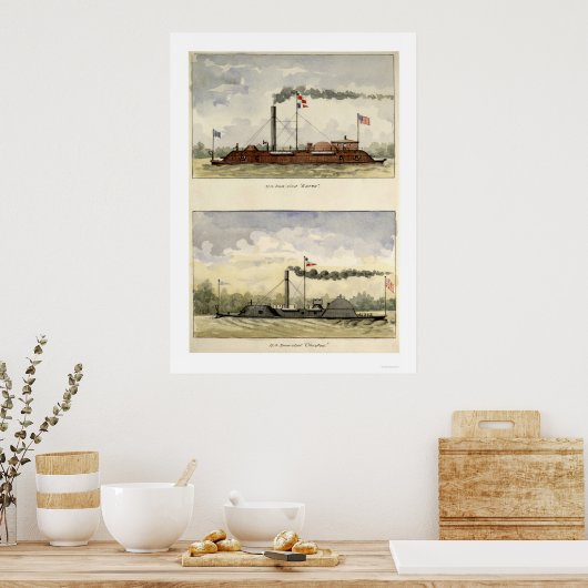 Ironclads Essex en Choctaw door Stouffer 1864 Poster (Keuken)