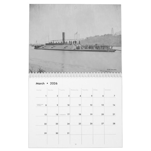 Ironclads van de Burgeroorlog Kalender (Mar 2026)