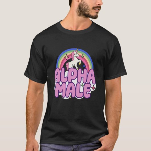 Ironic Alpha Male Sarcastic Weird Rainbow Unicorn  T-shirt (Voorkant)