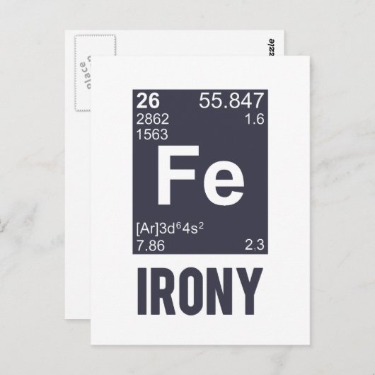 Ironic Chemical Element FE Irony Briefkaart (Voorkant / Achterkant)