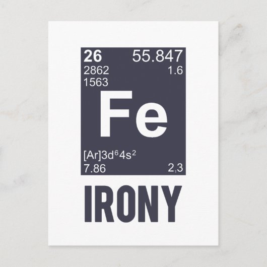Ironic Chemical Element FE Irony Briefkaart (Voorkant)