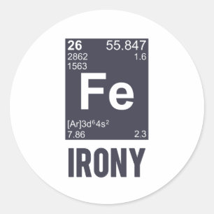 Ironic Chemical Element FE Irony Ronde Sticker