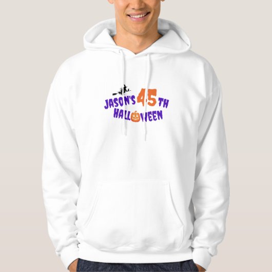 Ironic orange Halloween Pumpkin purple witch Hoodie (Voorkant)
