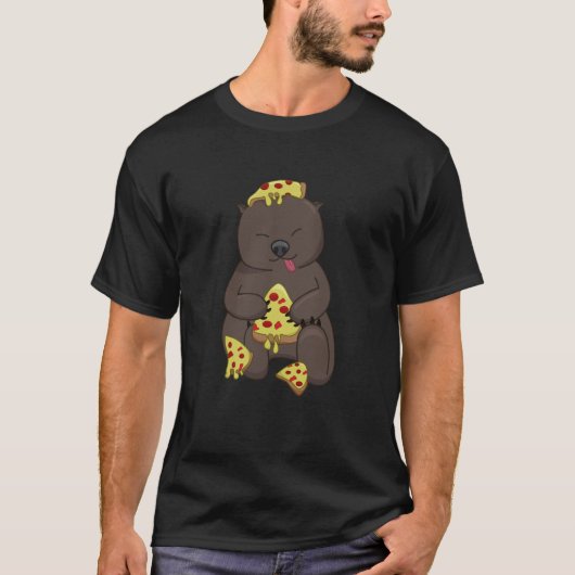 Ironic Wombat Eating Pizza Cute Rodent T-shirt (Voorkant)