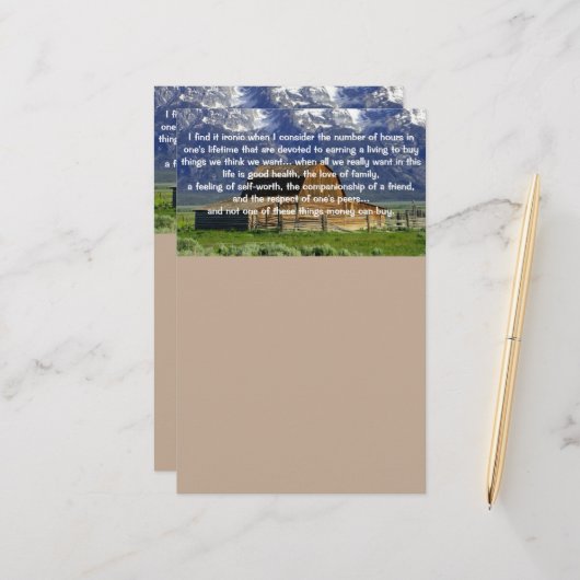 Ironies of Life Inspirerend Briefpapier (Voorkant / Achterkant in situ)