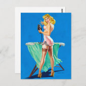 Ironing Girl Pin Up Briefkaart (Voorkant / Achterkant)
