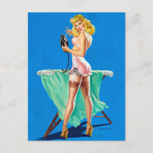 Ironing Girl Pin Up Briefkaart