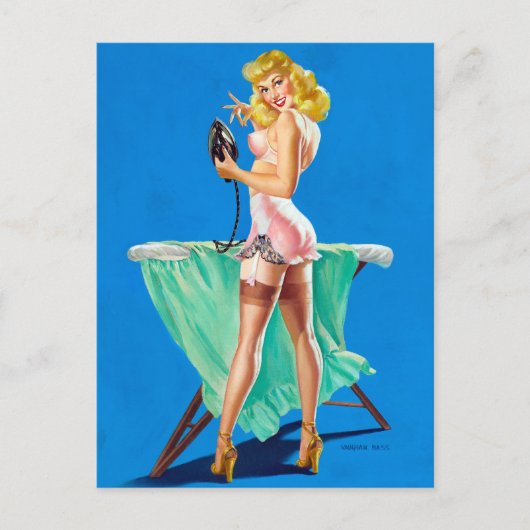 Ironing Girl Pin Up Briefkaart (Voorkant)