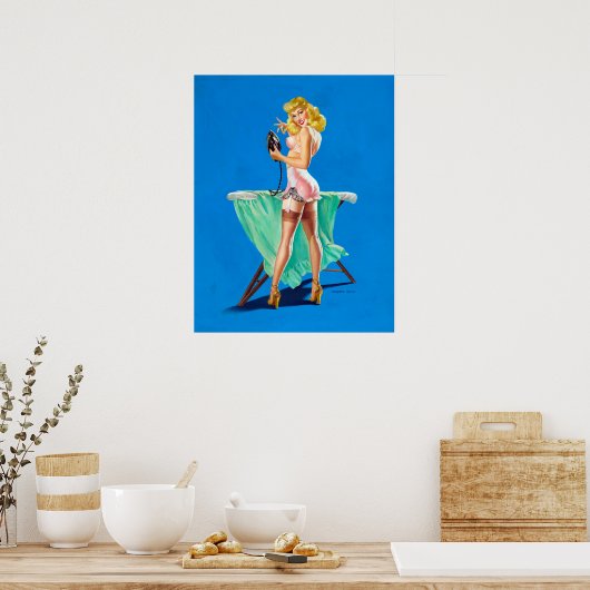 Ironing Girl Pin Up Poster (Keuken)