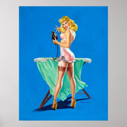 Ironing Girl Pin Up Poster (Voorkant)