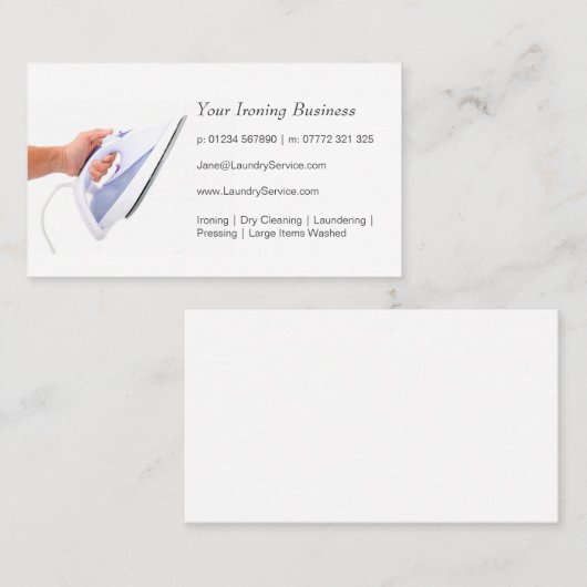 Ironing/Visitekaartje wasprogramma Visitekaartje (Voorkant / Achterkant)