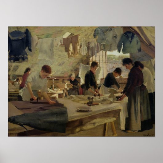 Ironing Workshop in Trouville, 1888 Poster (Voorkant)