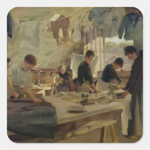 Ironing Workshop in Trouville, 1888 Vierkante Sticker