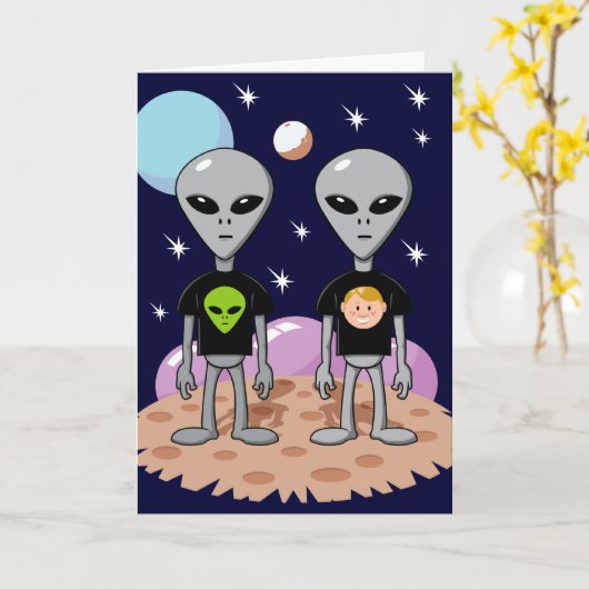 Ironische Alien Verjaardag Kaart (Gele Bloem)